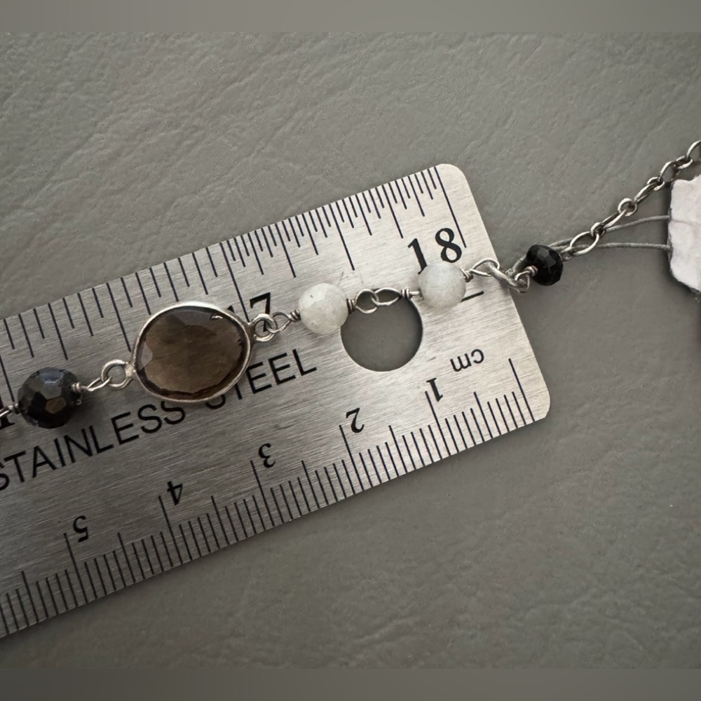 Candela Sterling Moonstone & Labradorite Station Necklace - Picture 6 of 7